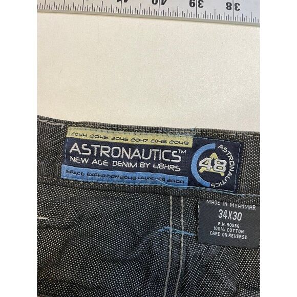 VINTAGE Astraunotics By 48HRS Denim Jeans Men 33 X 30 Tag Size 34 baggy 90s - Picture 12 of 16
